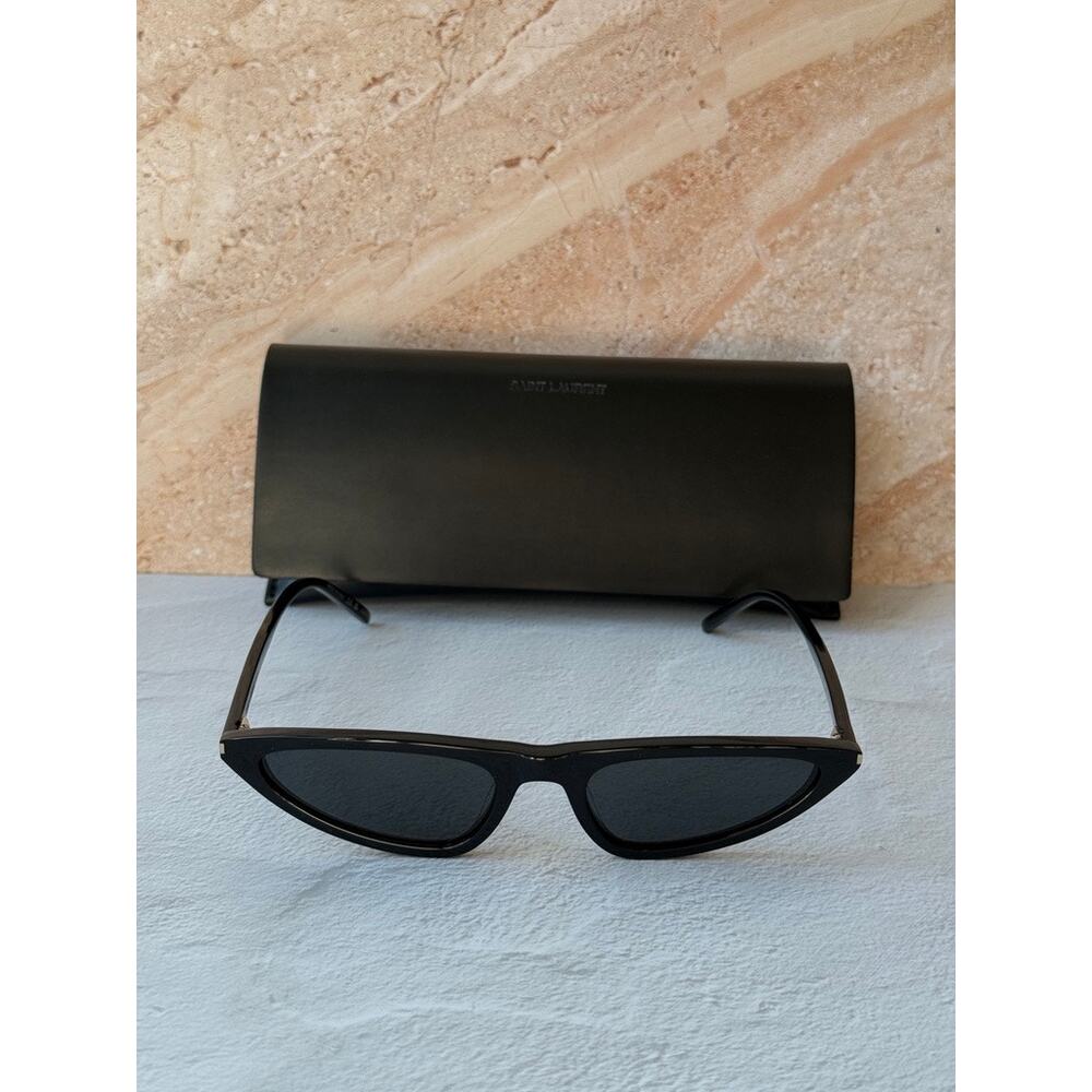 NEW Saint Laurent SL703 Black Slim Cat Eye Sunglasses - Picture 4 of 6